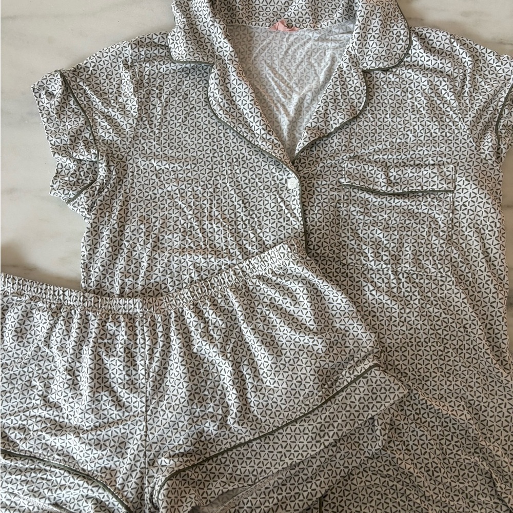 Eberjey Gisele Pajama Set (green and white)